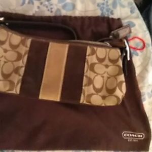 Signature logo coach suede and canvas bag